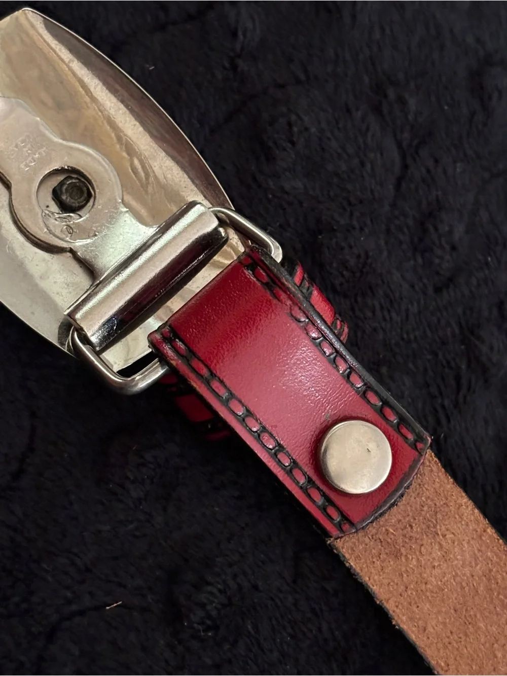 Circle Y of Yokum Vintage Tooled Red Leather Western Belt & Buckle - Child Size